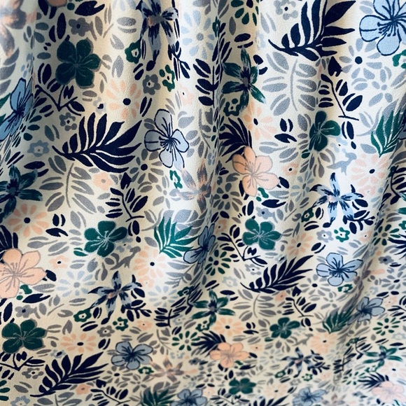 LOFT White and Blue Smocked Cap Sleeve Blouse - Picture 5 of 5